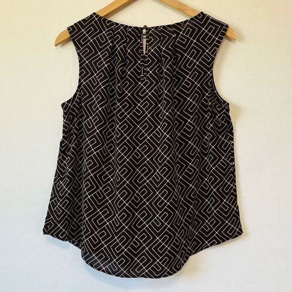 Worthington Petite   Sleeveless Top  Brown And White  Sz PL   EUC - Picture 2 of 4